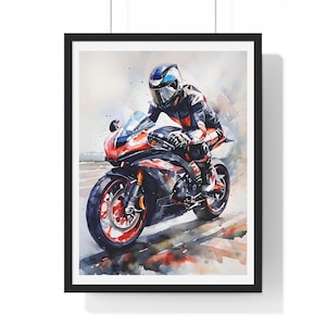 Motorcycle Poster: Framed Vertical Wall Art for Biker Home Decor