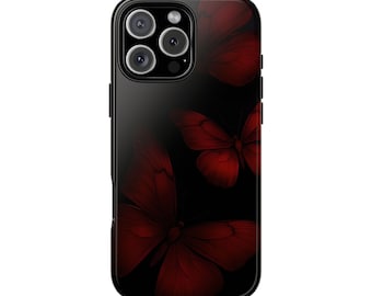 Red Butterfly Phone Case | Tough Case, Dark Floral iPhone Cover