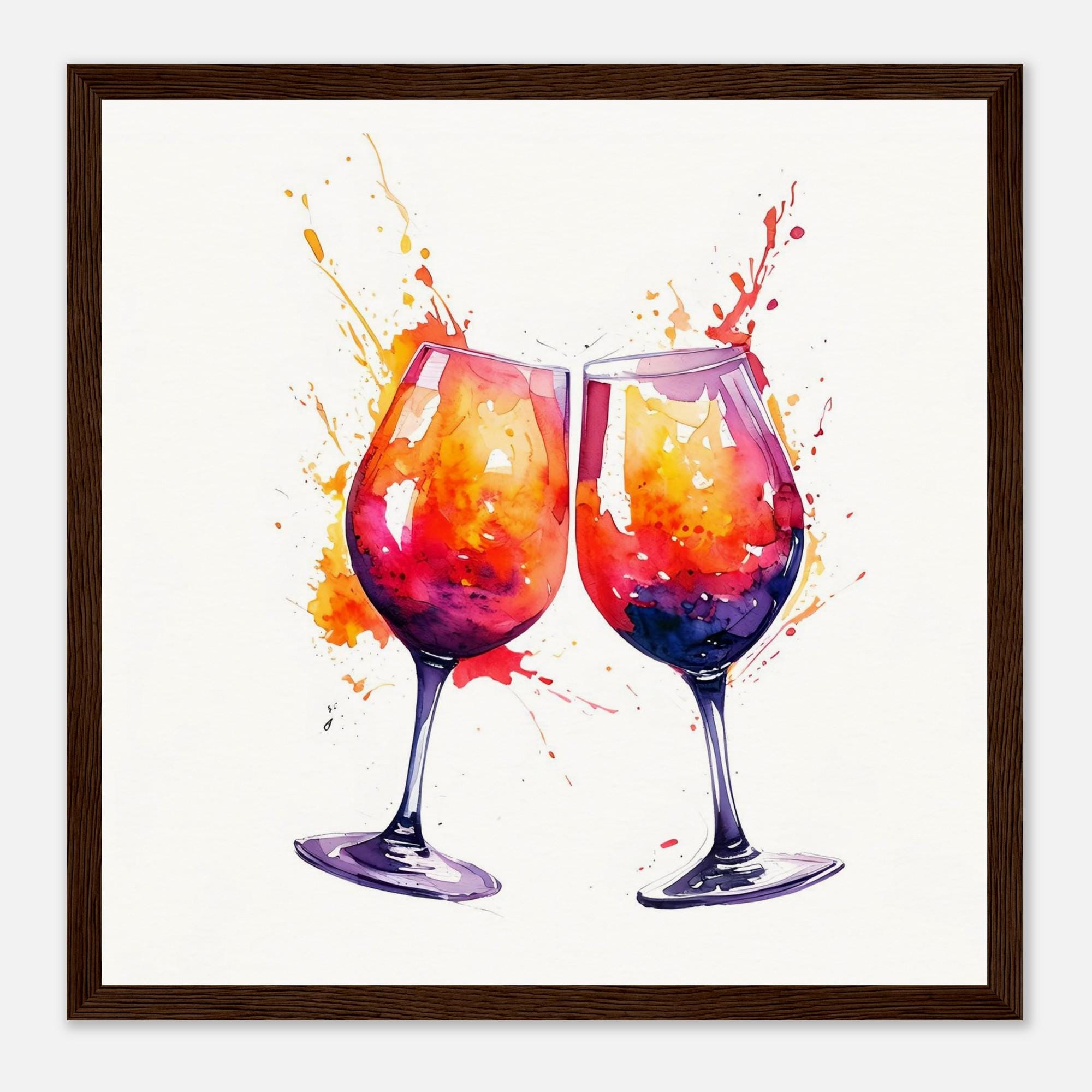 ダイナミック水彩画ワイングラス - 30 x 30 cm / 12x12″ - Etsy 日本