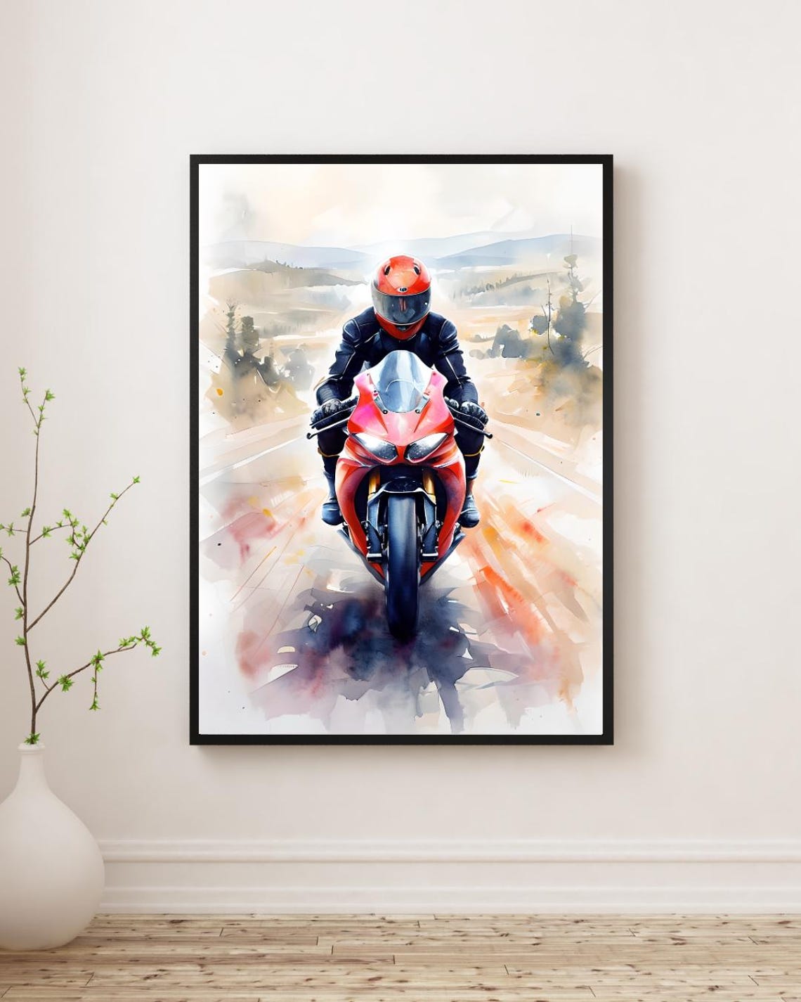 Watercolor Sport Motorcycle Rider Art Print – Digital Download - Etsy