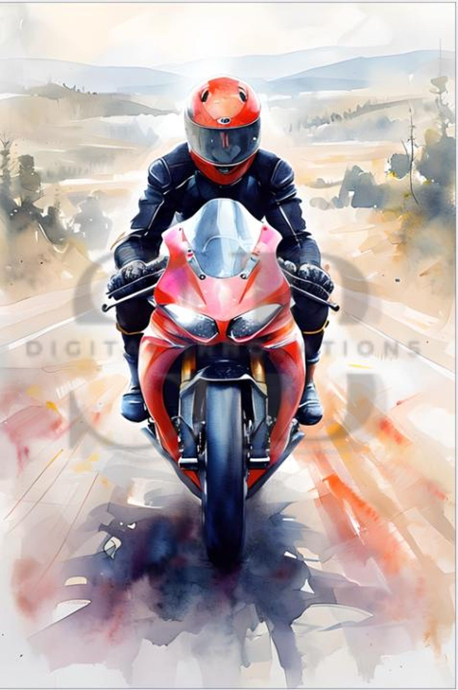 Watercolor Sport Motorcycle Rider Art Print – Digital Download - Etsy