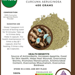 50 g - 500 g Organic Pure Powder Of Curcuma Aeruginosa Temu Ireng WildCrafted 100% Fresh Natural Herbs Organic