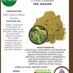 50 g - 500 g Organic Pure Powder Of Litsea Cubeba Karangean WildCrafted 100% Fresh Natural Herbs Free Shipping