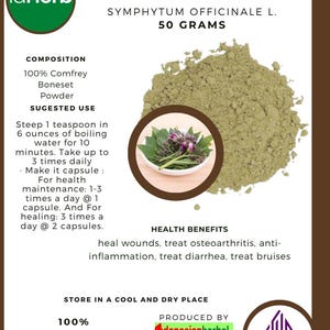 50 g - 500 g Organic Pure Powder Of Comfrey Boneset Symphytum Officinale Leave KOMFREY WildCrafted Fresh Natural Herbs spices herbal Organic