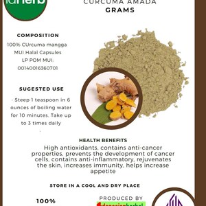 50 g - 500 g Organic Pure Powder Of Curcuma Amada Temu Mangga WildCrafted 100% Fresh Natural Herbs Organic