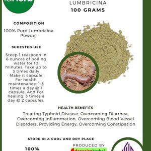 50 g - 500 g Organic Pure Powder Of Earthworm (Lumbricina) Lumbricus Cacing Tanah WildCrafted 100% Fresh Natural Herbs Indonesia Herbal