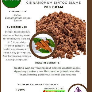 50 g - 500 g Organic Pure Powder Of Cinnamomum Sintoc Blume Kayu SINTOC WildCrafted 100% Fresh Natural Herbs Free Shipping