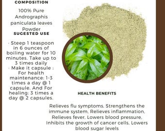 Polvo orgánico de Andrographis Paniculata – Sambiloto de cosecha silvestre