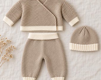 Baby Kimono Knitting Pattern Bundle PDF, Wrap Cardigan, Pants and Hat Set, 3–18 Months, English Photo Guide ( Digital Download) - Pdf File