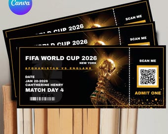Aangepast ticket WK 2026, verjaardagsvoucher voetbal (digitale download)
