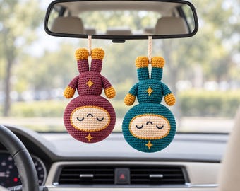 Astronaut Crochet Pattern PDF, Nova & Orbit Hanging Car Charms, Amigurumi Bag Charm Tutorial in English, Spanish, French, Instant Download