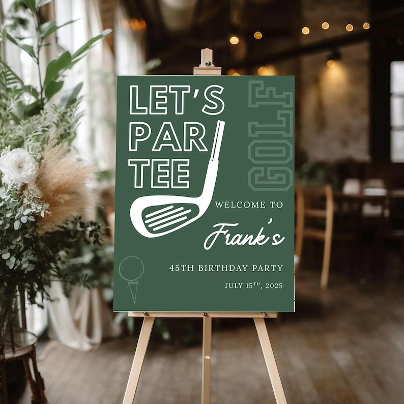 Personalized Golf Birthday Welcome Sign, Modern Par-tee Poster (digital ...