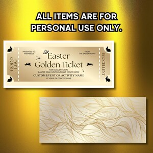 Surprise Ticket, Golden Ticket ,editable Easter Egg Hunt Gift Voucher ...