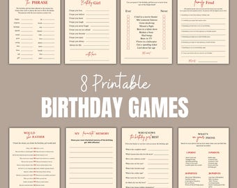 Jogos de aniversário para imprimir para ela, jogos para festa de adultos (download digital)