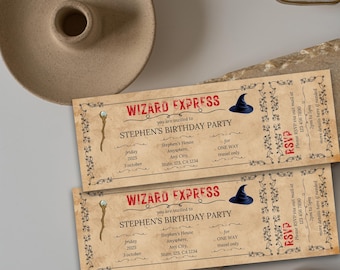 Wizard Express Birthday Invitation Template, Magic School (Digital Download)