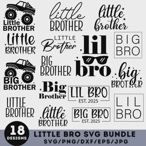 Pacote de Lil Bro Svg, Big Bro Svg, Sibling Svg, Brother Svg, Little Brother Svg, Little Brother, Siblings Svg, Brothers Svg, Little Brother