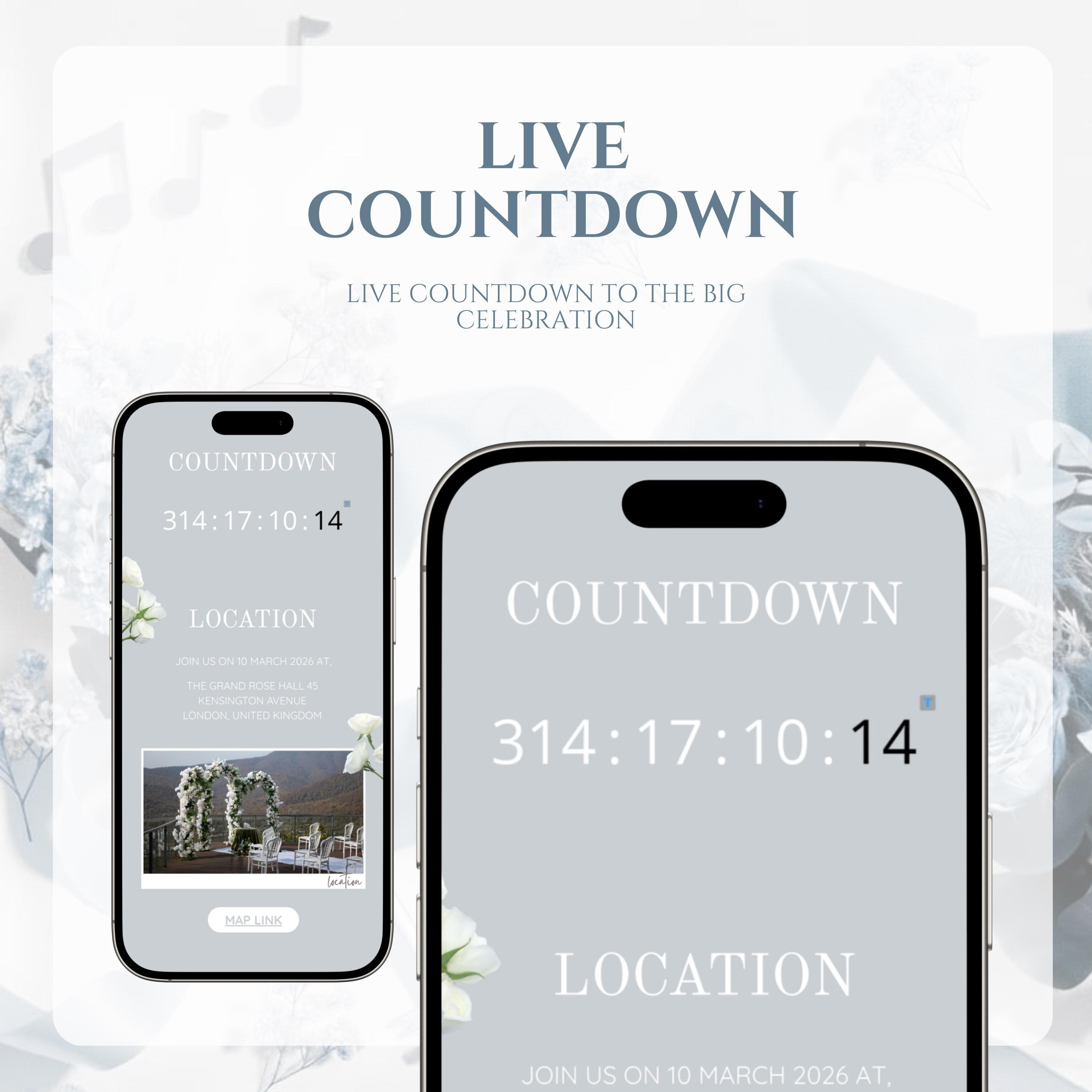 Snow Gold Digital Wedding Invitation Template, Elegant Countdown ...