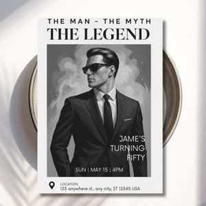 The Man The Myth The Legend Birthday Invitation for Men | Instant Download | 40th 50th 60th 70th Any Age Party Text | Printable Invite