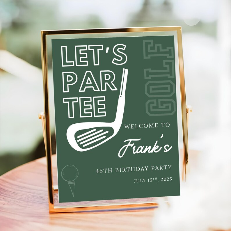 Personalized Golf Birthday Welcome Sign, Modern Par-tee Poster (digital ...
