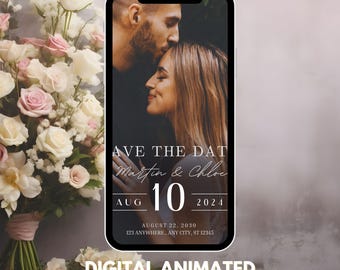 Minimalist Wedding Video Invitation: Digital Save The Date (PDF File)