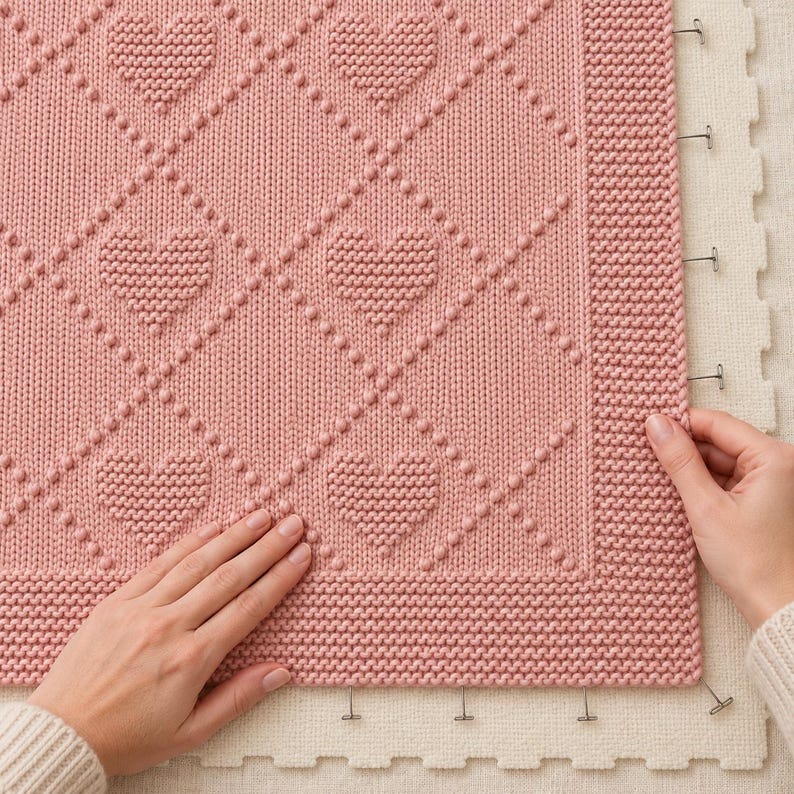Heart Baby Blanket Knitting Pattern PDF, Diamond Texture Blanket, 4 ...