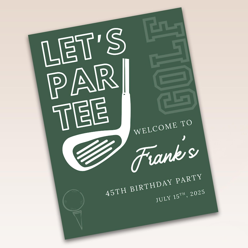 Personalized Golf Birthday Welcome Sign, Modern Par-tee Poster (digital ...
