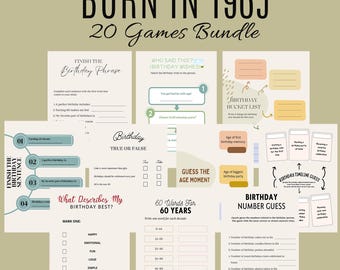 Paquete de juegos para celebrar tu 60.º cumpleaños: Trivial sobre los nacidos en 1965 (descarga instantánea)