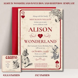 Modello di invito modificabile Alice nel paese delle meraviglie / Per tutti i tipi di festa / Elegante invito alla festa del paese delle meraviglie per tutte le occasioni DOWNLOAD IMMEDIATO