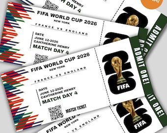 World Cup 2026 Ticket Template, Editable Matchday Souvenir (Canva PDF Download)
