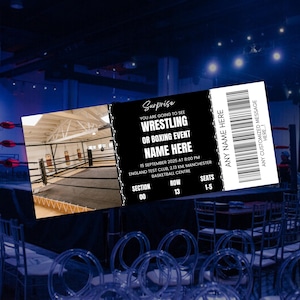 Wrestling oder Boxing Event Ticket Stub Vorlage | Geschenk Professional Tickets für Event | Geschenk Souvenir Instant Download bearbeitbare Tickets