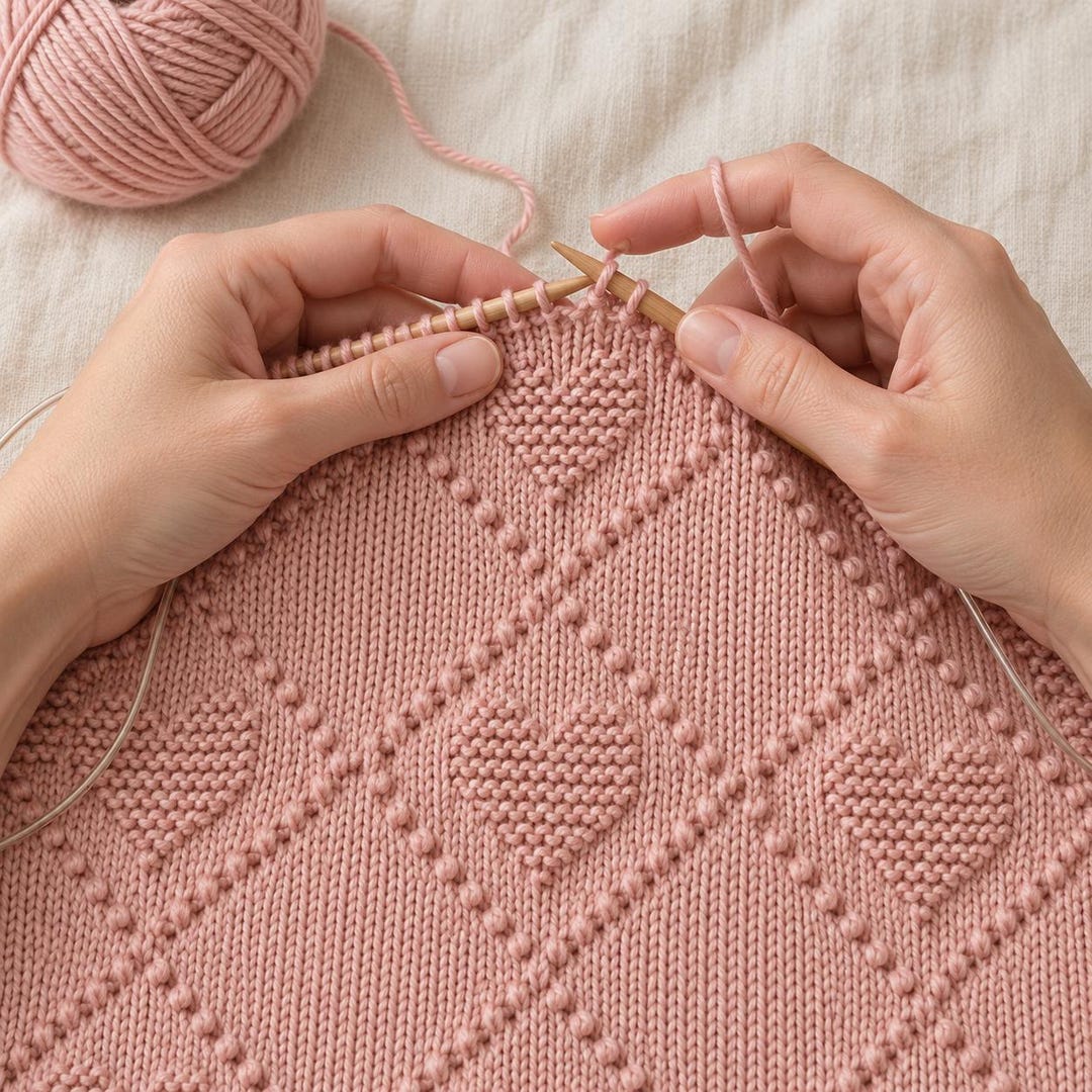 Heart Baby Blanket Knitting Pattern PDF, Diamond Texture Blanket, 4 ...