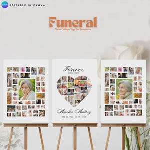 Funeral Photo Collage Sign Set: Customizable Memorial Poster (Digital Download)
