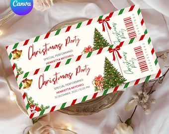 Christmas Party Ticket: Editable DIY Event Template (Printable)