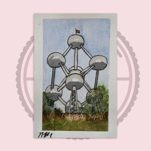 Carte postale aquarelle, Bruxelles, Belgique