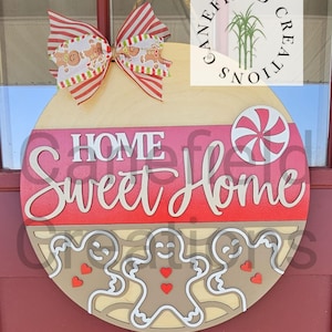 Home sweet home gingerbread christmas door hanger