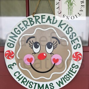 Gingerbread kisses & christmas wishes door hanger