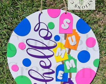 Hello summer popsicles door hanger