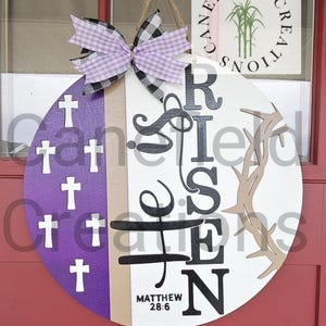 He is risen door hanger | easter decoration, religious wall art, spring home decor, unique gift idea & festive sign