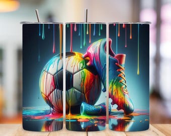 Ice Cream Drip Soccer Tumbler Wrap: Vibrant Sublimation Design (Digital Download)