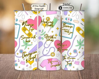 Nurse Life Tumbler Wrap PNG: 20oz Skinny Tumbler Sublimation Design (Digital Download
