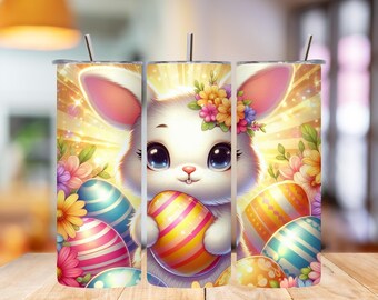 Easter Bunny Tumbler Wrap: Spring Egg Design (Digital Download)
