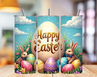 Bunny Easter Tumbler Wrap: 20oz Skinny Sublimation Design (Digital Download)