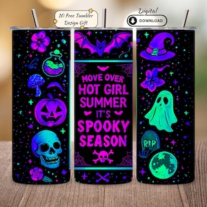 Spooky Season 20oz Tumbler Wrap Design, Halloween Sublimation,  Neon Pattern, Instant Download, Tumbler Design