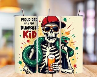 Funny Skeleton Dad 20oz Tumbler Wrap, Fathers Day Gift (Digital Download)