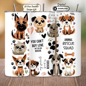 Envoltorio divertido para vaso de rescate de perros, sublimación PNG delgada de 20 oz, diseño de regalo digital para amantes de los perros, sublimación PNG de mamá de perro