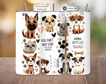 Funny Dog Rescue Tumbler Wrap: 20oz Skinny PNG Sublimation (Digital Download)