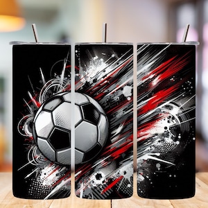Soccer Ball Tumbler Wrap, 20oz Skinny Tumbler Sublimation PNG, Sports Tumbler Design, Straight Wrap Digital Download
