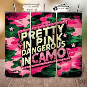 Pink Camo Tumbler Sublimationsmuster: 20 Unzen Skinny Tumbler Wrap (PNG Digital Download)