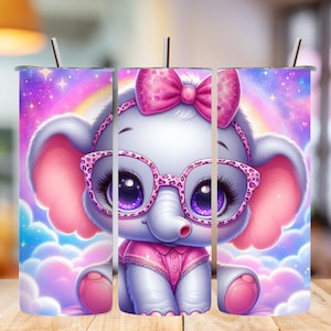 Elephant Tumbler Wrap, Baby Elephant PNG, 20oz Skinny Sublimation Design, Cute Animal Tumbler, Digital Download for Tumblers