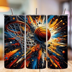 Basketball tumbler wrap, sports tumbler png, 20oz skinny sublimation design, straight tapered file, digital download